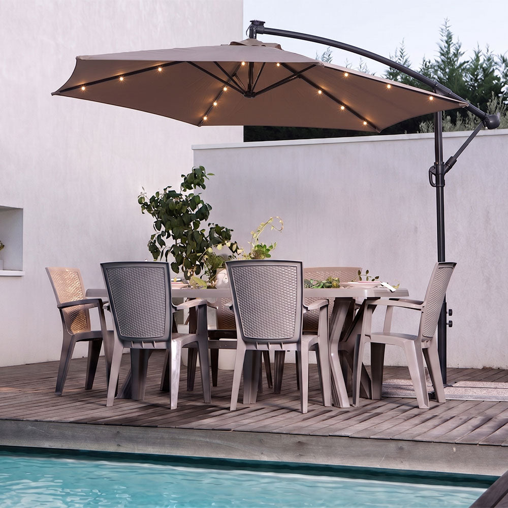 Ponente – ombrellone da giardino 290 cm con illuminazione solare