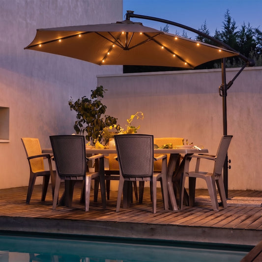 Ponente – ombrellone da giardino 290 cm con illuminazione solare