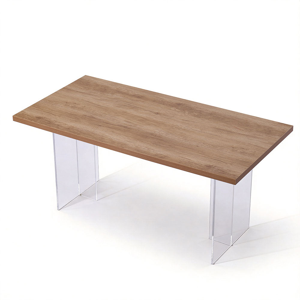 Elio – tavolo in melaminico con gambe in acrilico trasparente