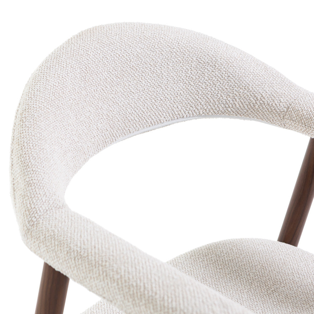 Nives – sedia imbottita in tessuto con metallo effetto legno