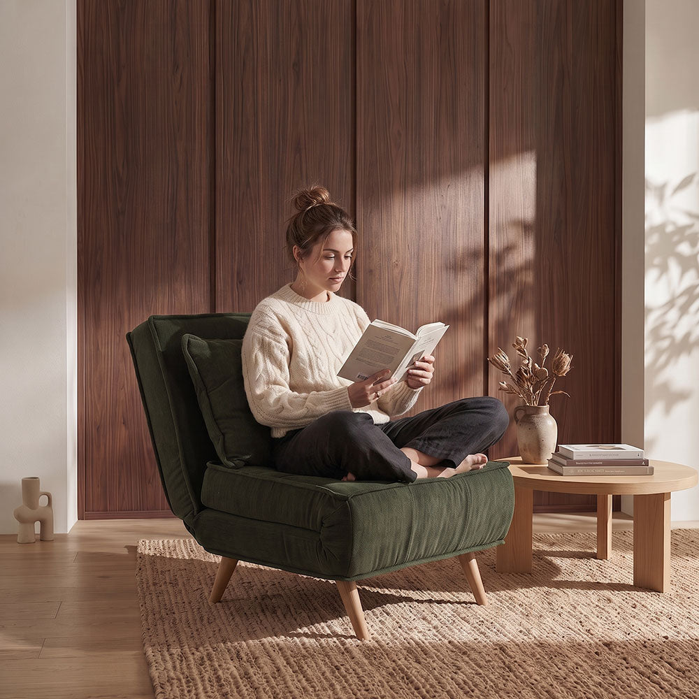 Cozy – divano letto in tessuto trapuntato con apertura facile