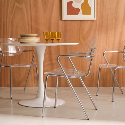 Gloss – sedia trasparente in policarbonato con braccioli