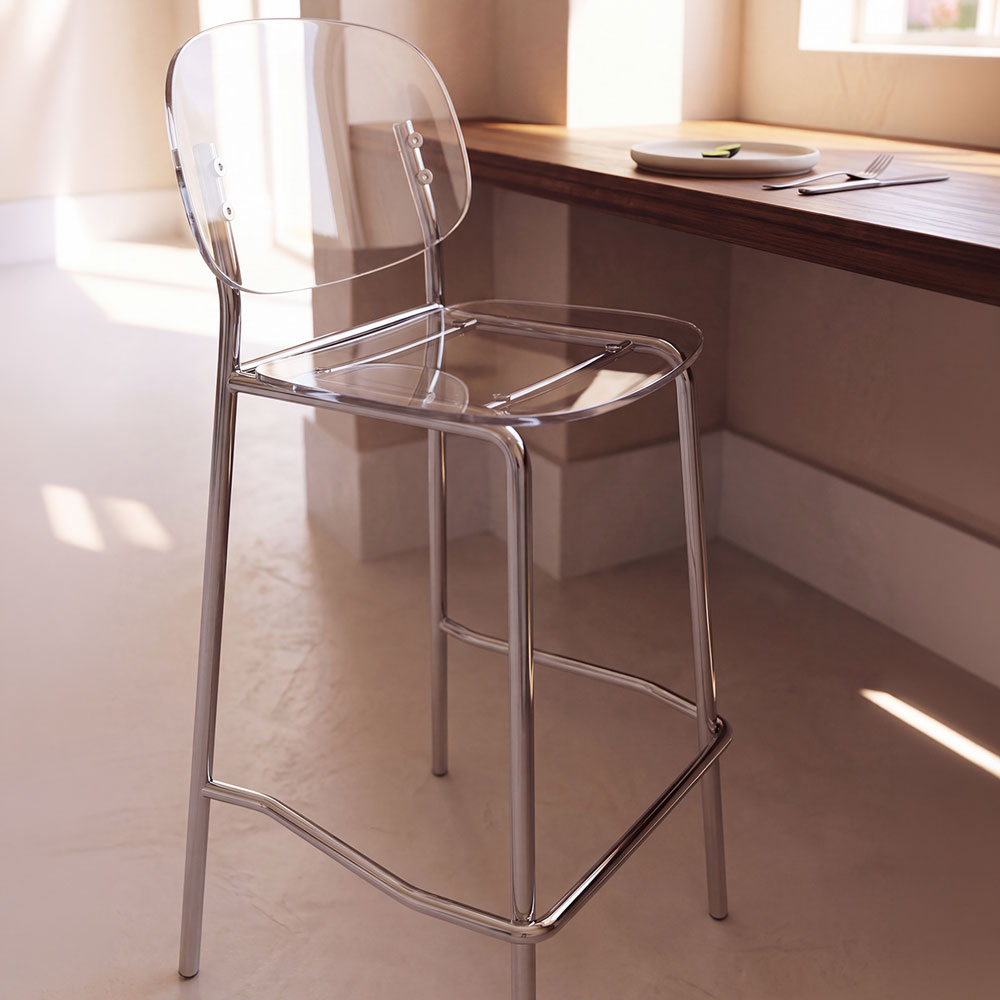 Gloss XL – sgabello trasparente 65 cm in policarbonato