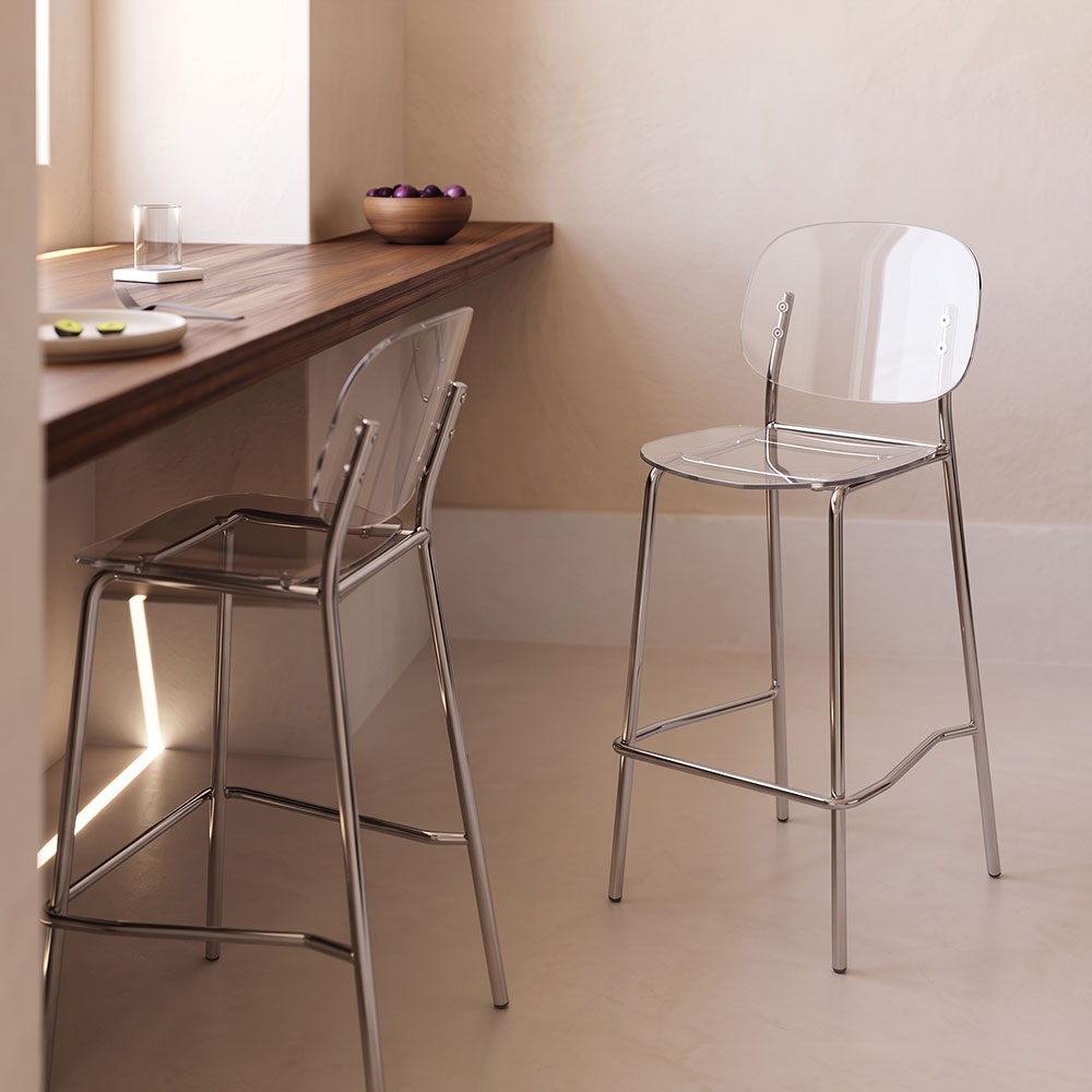 Gloss XL – sgabello trasparente 65 cm in policarbonato