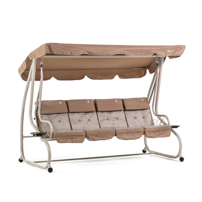 Mizar XL – Dondolo 4 posti trasformabile in letto con tetto, colore champagne mesh
