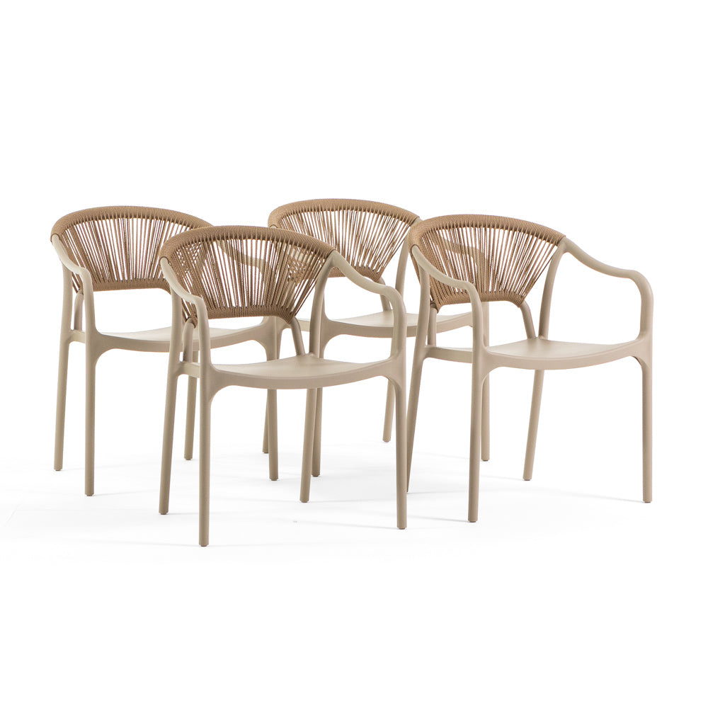 Jennifer – sedia in polipropilene con schienale in corda