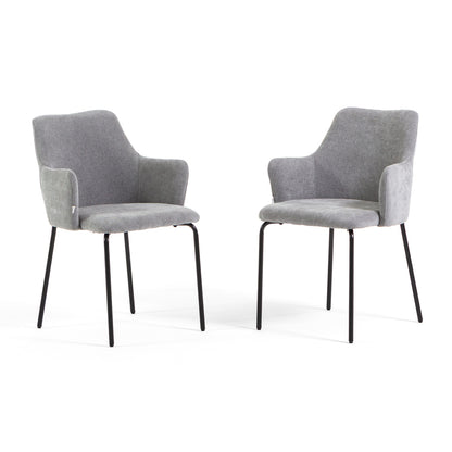 Rachele – Poltroncina in tessuto con gambe in metallo, colore grigio chiaro, tipo di tessuto tessuto