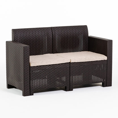 Salina – set relax da giardino 2 posti in polipropilene effetto rattan
