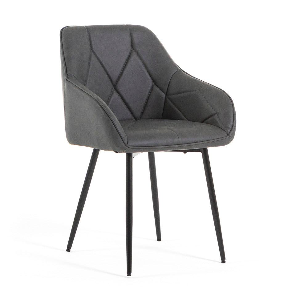 Sibilla – Poltroncina in ecopelle con gambe in acciaio nero