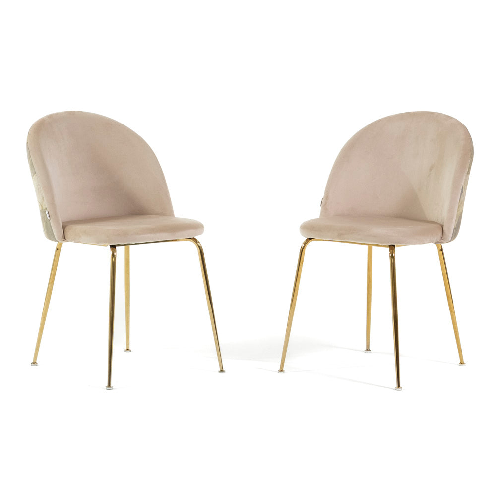 Sara – sedia in velluto decorato con gambe in metallo, colore folia crema, gambe oro