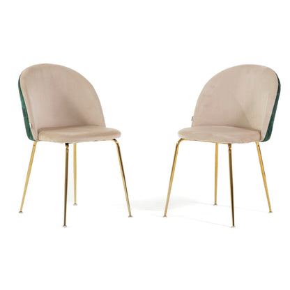 Sara – sedia in velluto decorato con gambe in metallo, colore folia verde crema, gambe oro