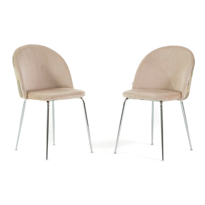 Sara – sedia in velluto decorato con gambe in metallo, colore folia crema, gambe argento