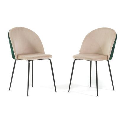Sara – sedia in velluto decorato con gambe in metallo, colore folia verde crema, gambe grigio scuro