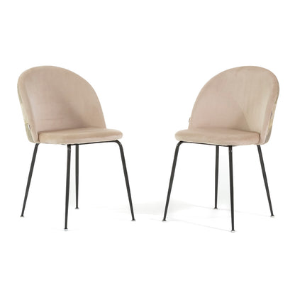 Sara – sedia in velluto decorato con gambe in metallo, colore folia crema, gambe grigio scuro