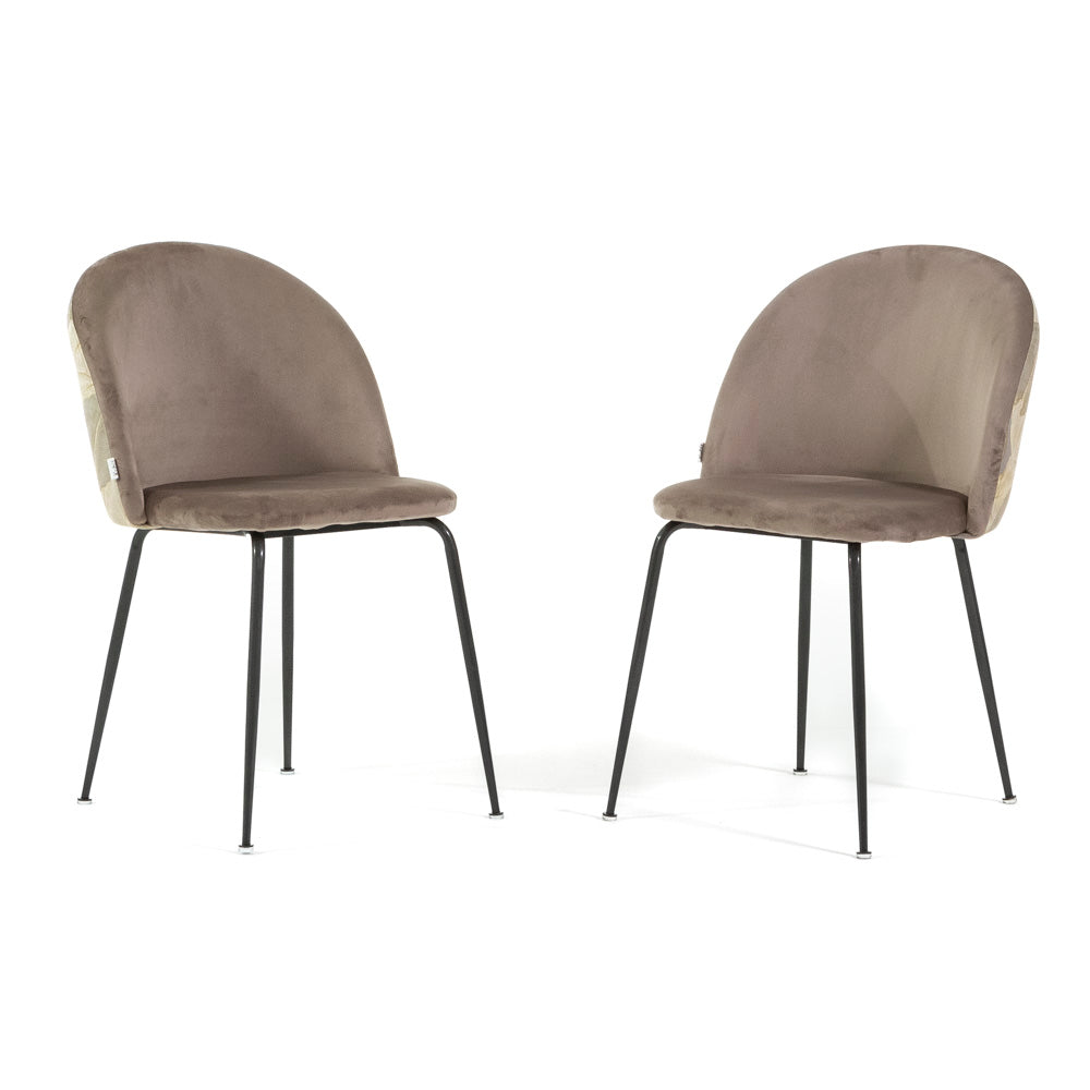 Sara – sedia in velluto decorato con gambe in metallo, colore folia tortora, gambe grigio scuro