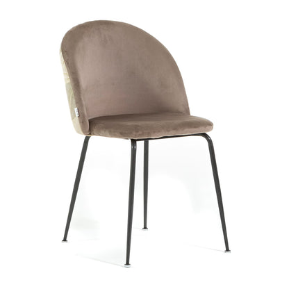 Sara – sedia in velluto decorato con gambe in metallo, colore folia tortora, gambe grigio scuro