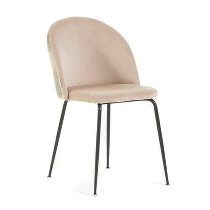 Sara – sedia in velluto decorato con gambe in metallo, colore folia crema, gambe grigio scuro