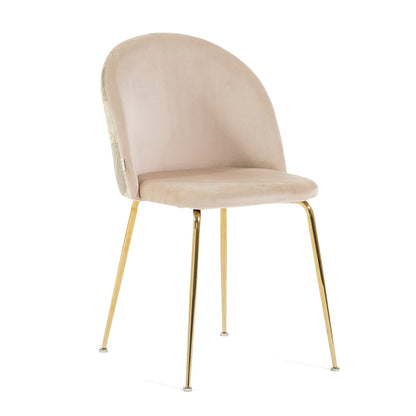 Sara – sedia in velluto decorato con gambe in metallo, colore folia crema, gambe oro