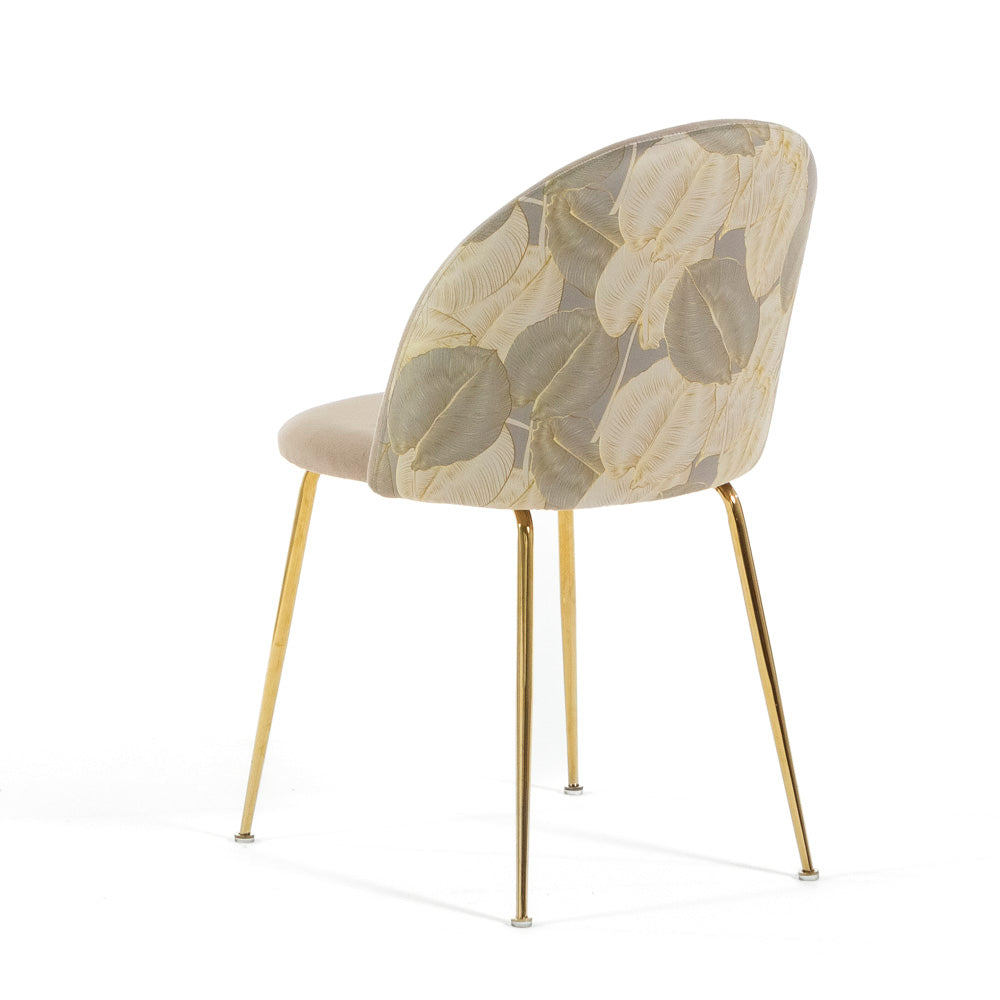 Sara – sedia in velluto decorato con gambe in metallo