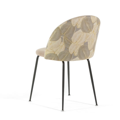 Sara – sedia in velluto decorato con gambe in metallo