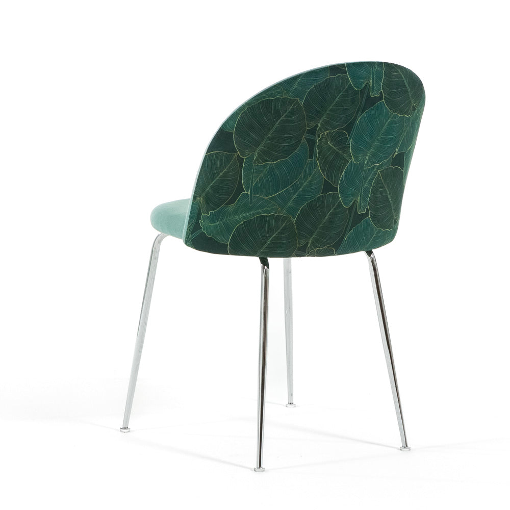 Sara – sedia in velluto decorato con gambe in metallo
