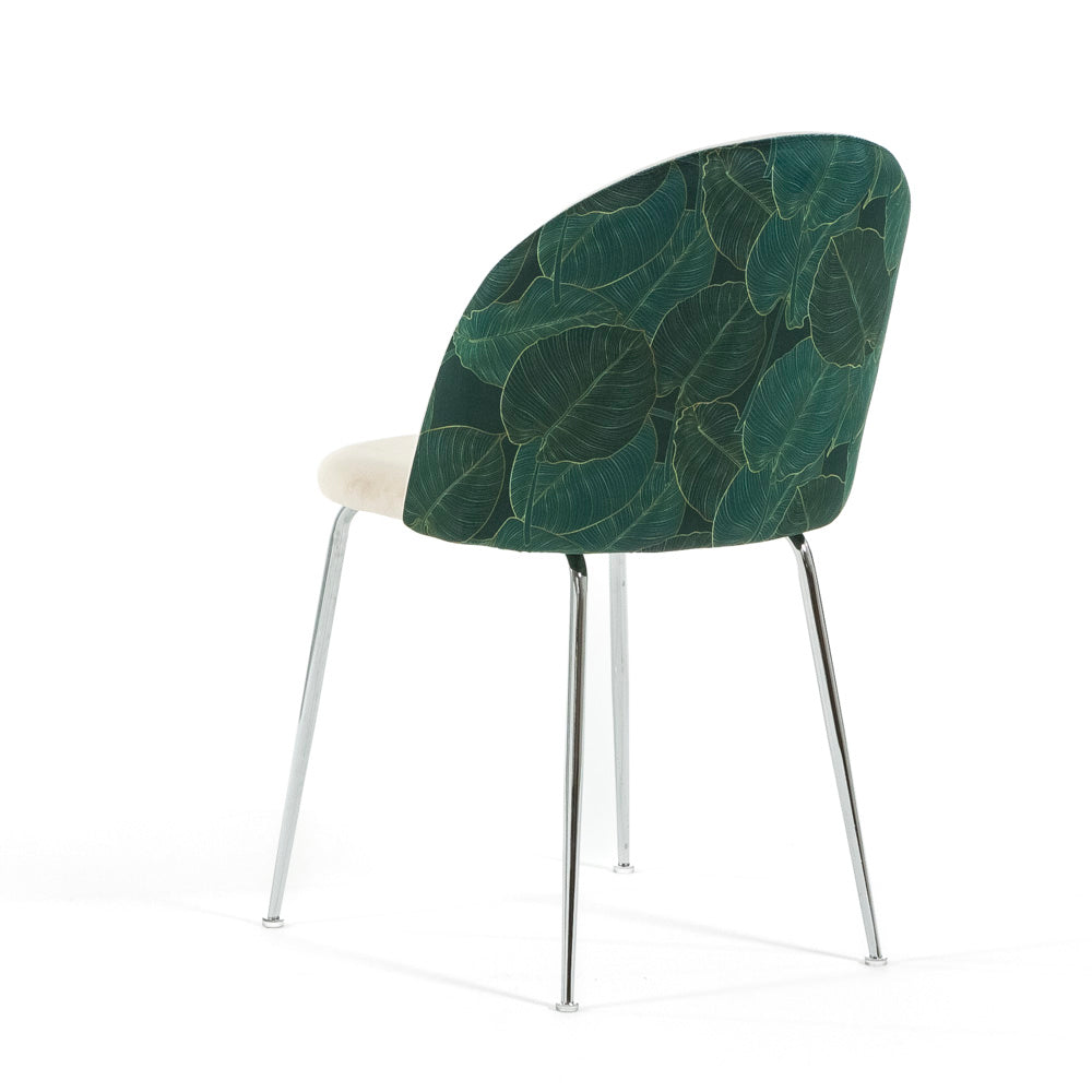 Sara – sedia in velluto decorato con gambe in metallo