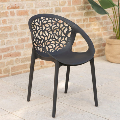 Ambra – sedia in polipropilene da giardino dal design traforato