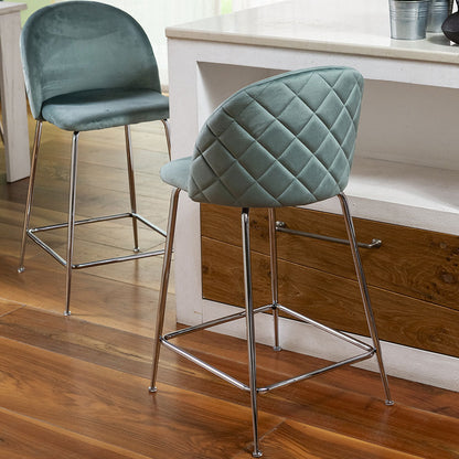 Sara XL – sgabello da cucina in velluto e gambe metallo