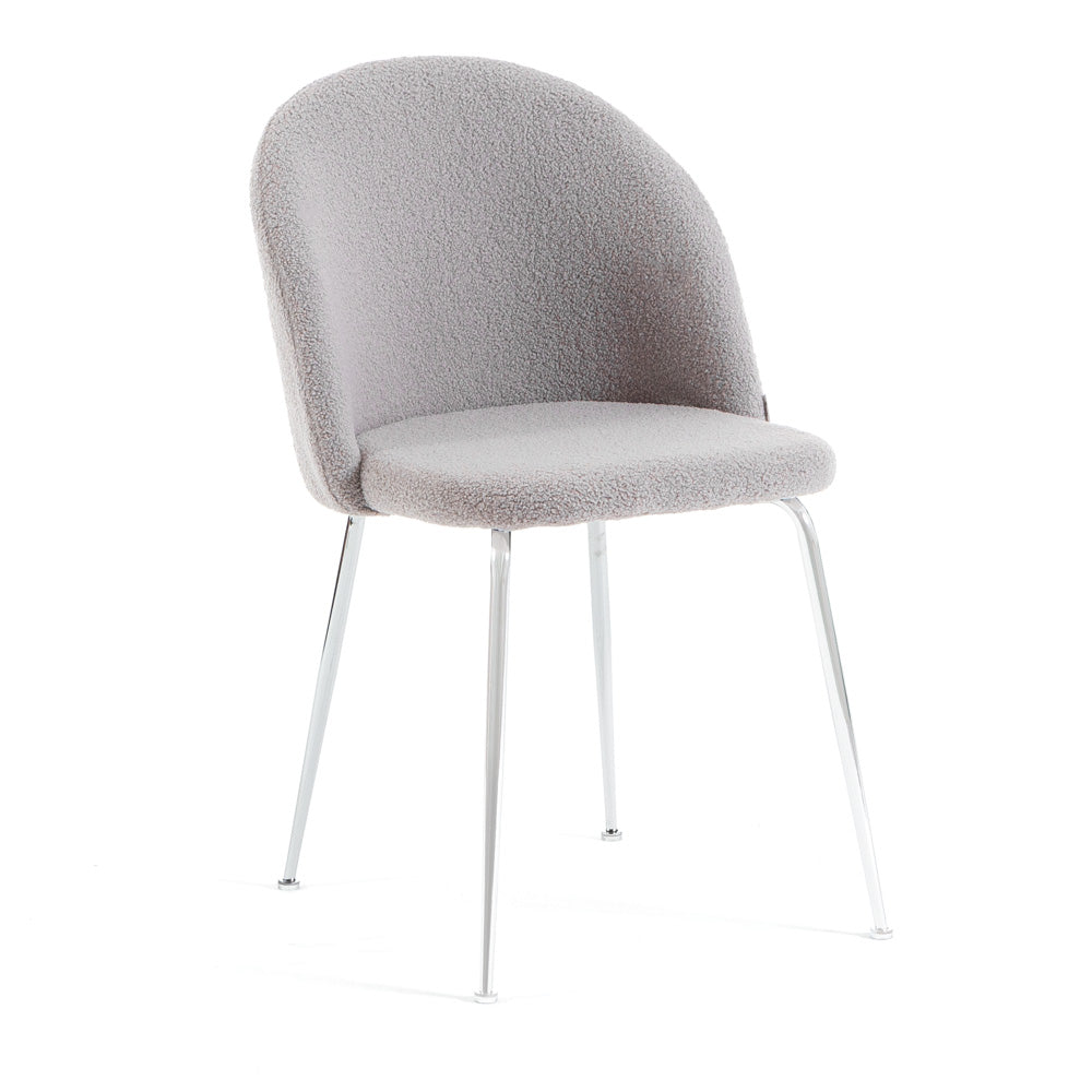 Sara – sedia in tessuto teddy con gambe in metallo