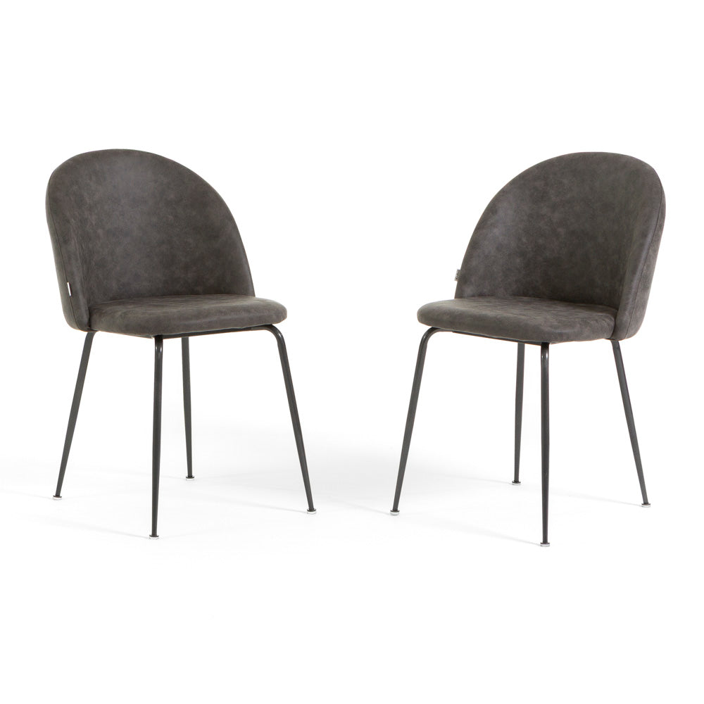 Sara – sedia in ecopelle con gambe in metallo, colore grigio elefante, gambe grigio scuro