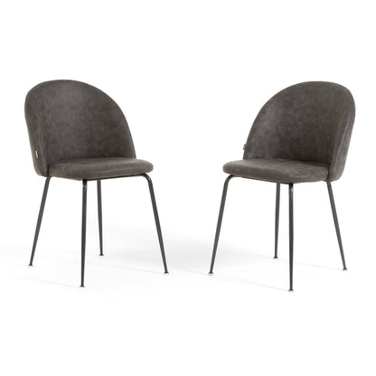 Sara – sedia in ecopelle con gambe in metallo, colore grigio elefante, gambe grigio scuro