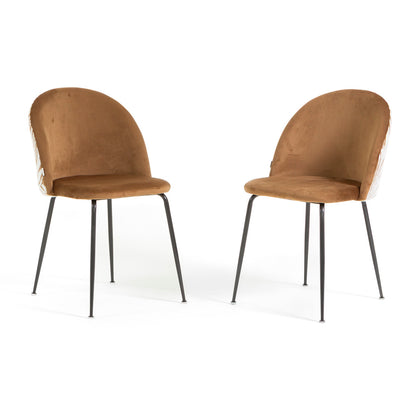 Sara – sedia in velluto decorato con gambe in metallo, colore zebra marrone, gambe grigio scuro