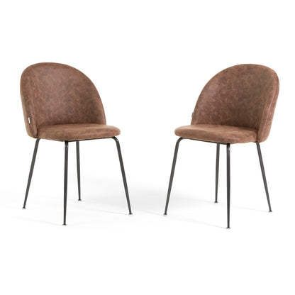 Sara – sedia in ecopelle con gambe in metallo, colore tabacco, gambe grigio scuro