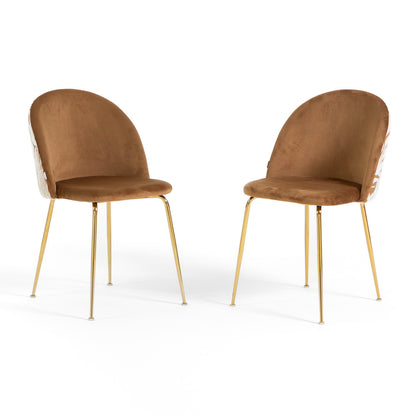 Sara – sedia in velluto decorato con gambe in metallo, colore zebra marrone, gambe oro