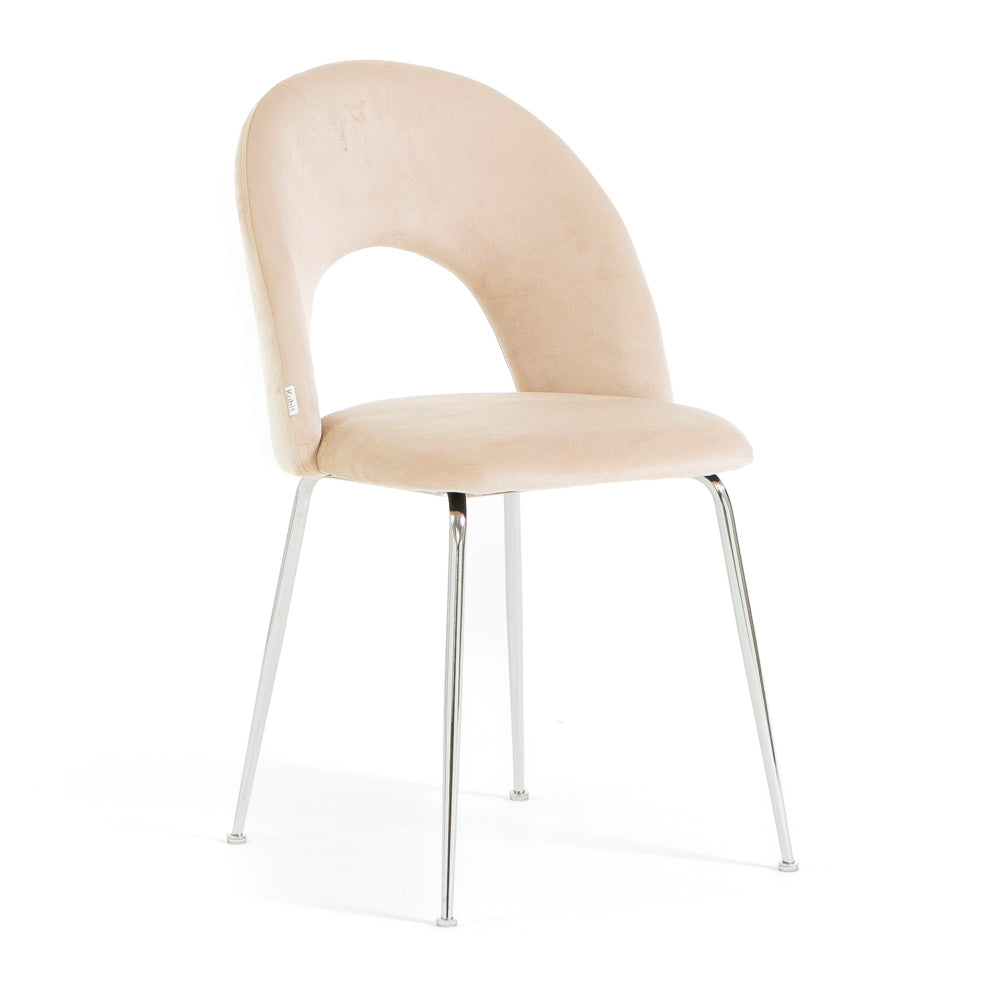 Margot – sedia in velluto con schienale curvo e gambe in metallo