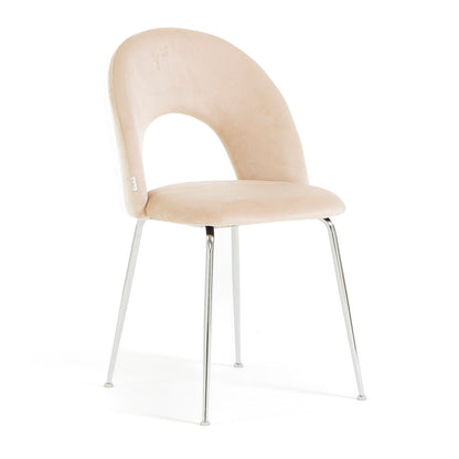 Margot – sedia in velluto con schienale curvo e gambe in metallo