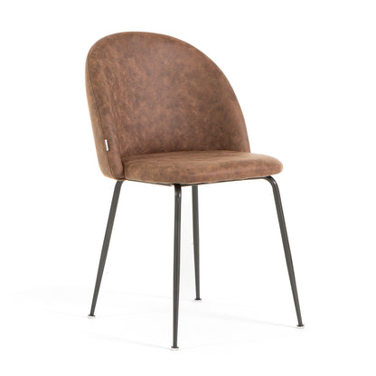 Sara – sedia in ecopelle con gambe in metallo, colore tabacco, gambe grigio scuro