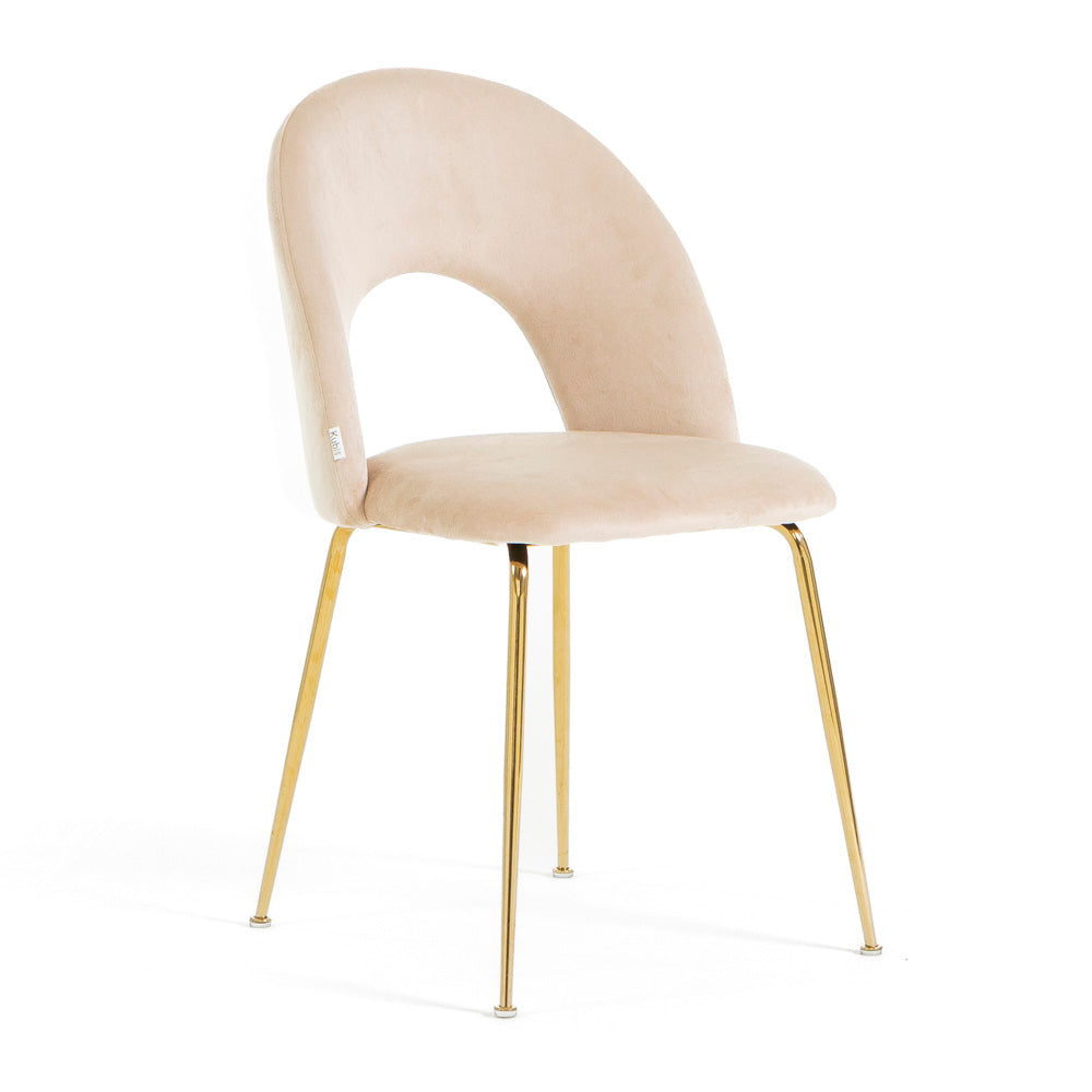 Margot – sedia in velluto con schienale curvo e gambe in metallo
