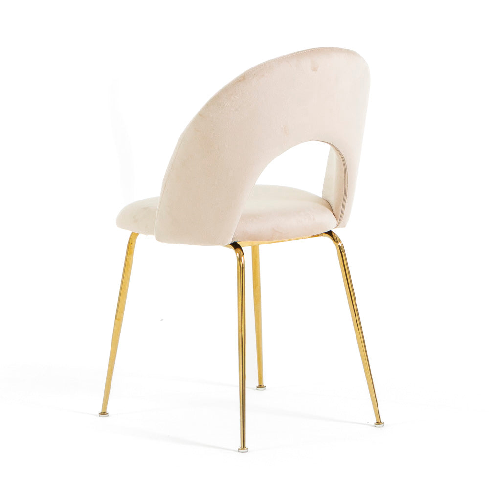 Margot – sedia in velluto con schienale curvo e gambe in metallo