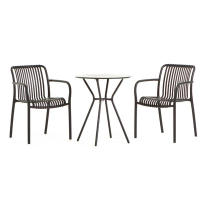 Nathan & Simona set pranzo balcone con tavolino con 2 sedie, colore antracite