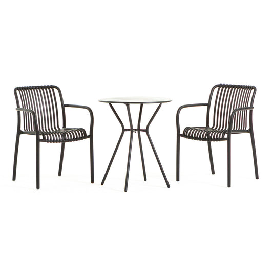 Nathan & Simona set pranzo balcone con tavolino con 2 sedie, colore antracite