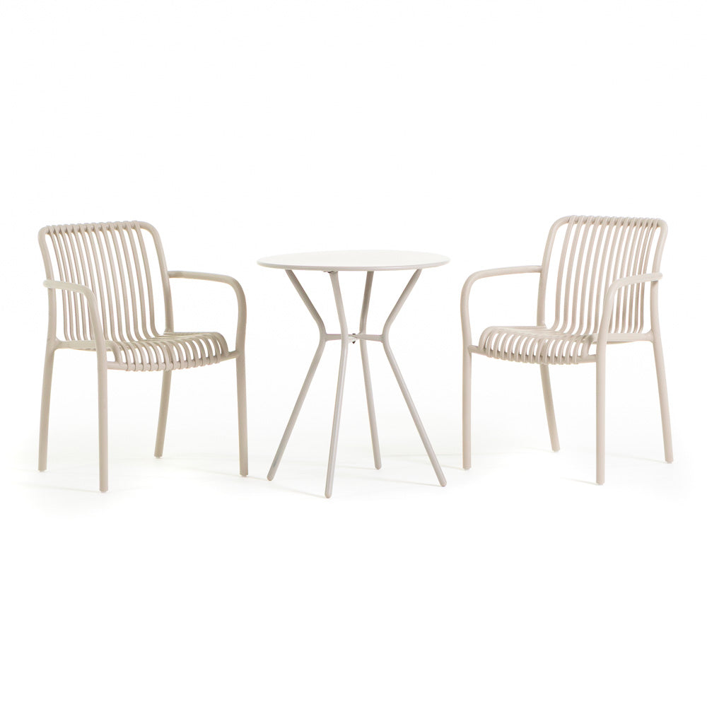 Nathan & Simona set pranzo balcone con tavolino con 2 sedie, colore greige
