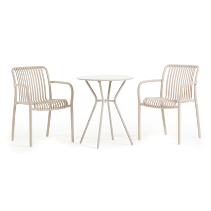 Nathan & Simona set pranzo balcone con tavolino con 2 sedie, colore greige
