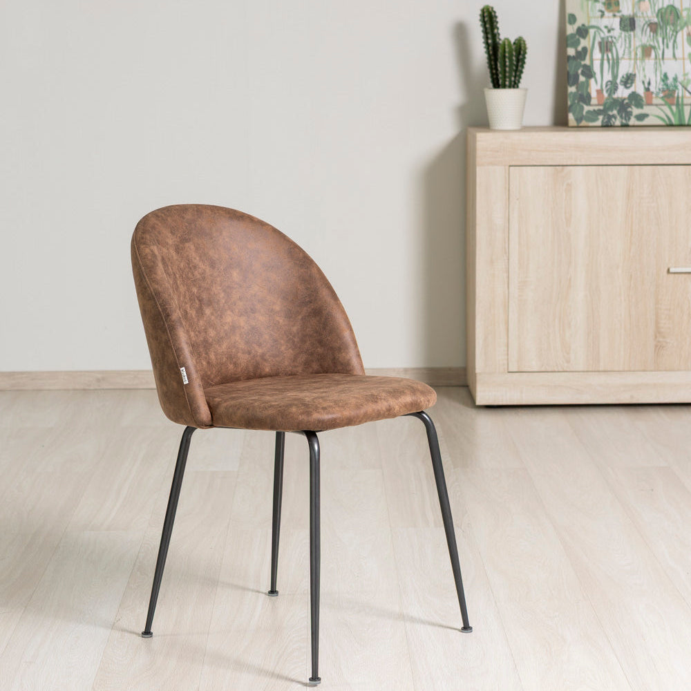 Sara – sedia in ecopelle con gambe in metallo