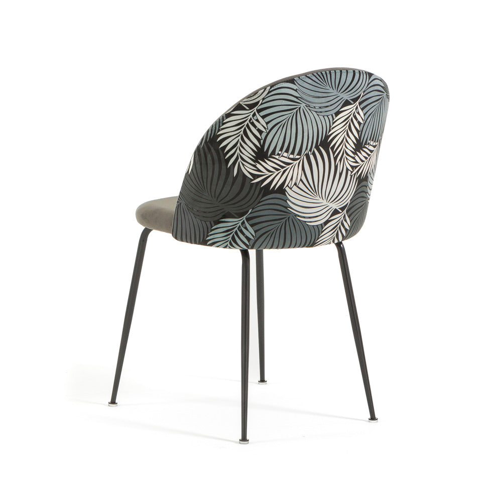 Sara – sedia in velluto decorato con gambe in metallo