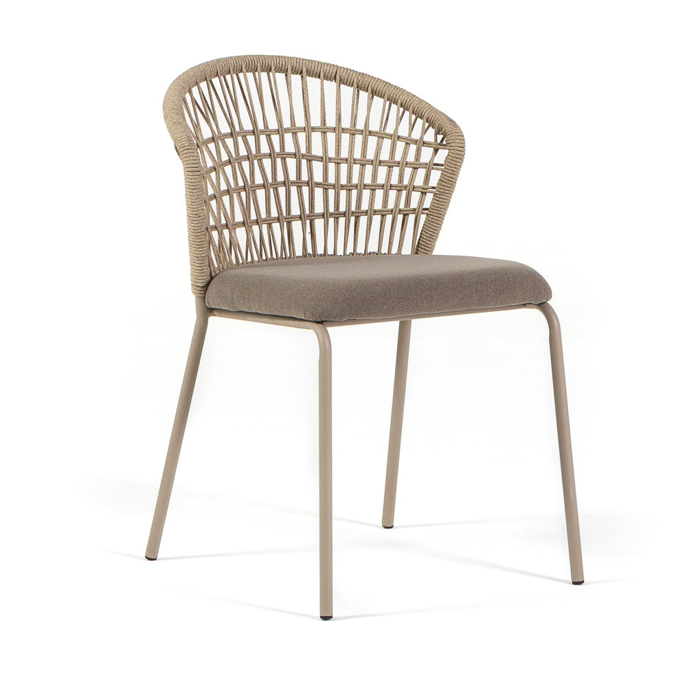 Stacey – sedia in corda con struttura in metallo champagne