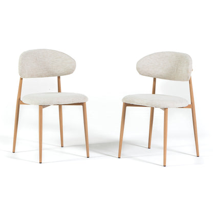 Moira – sedia in tessuto mélange con metallo effetto legno, colore beige, gambe effetto legno chiaro