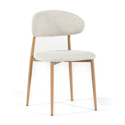 Moira – sedia in tessuto mélange con metallo effetto legno