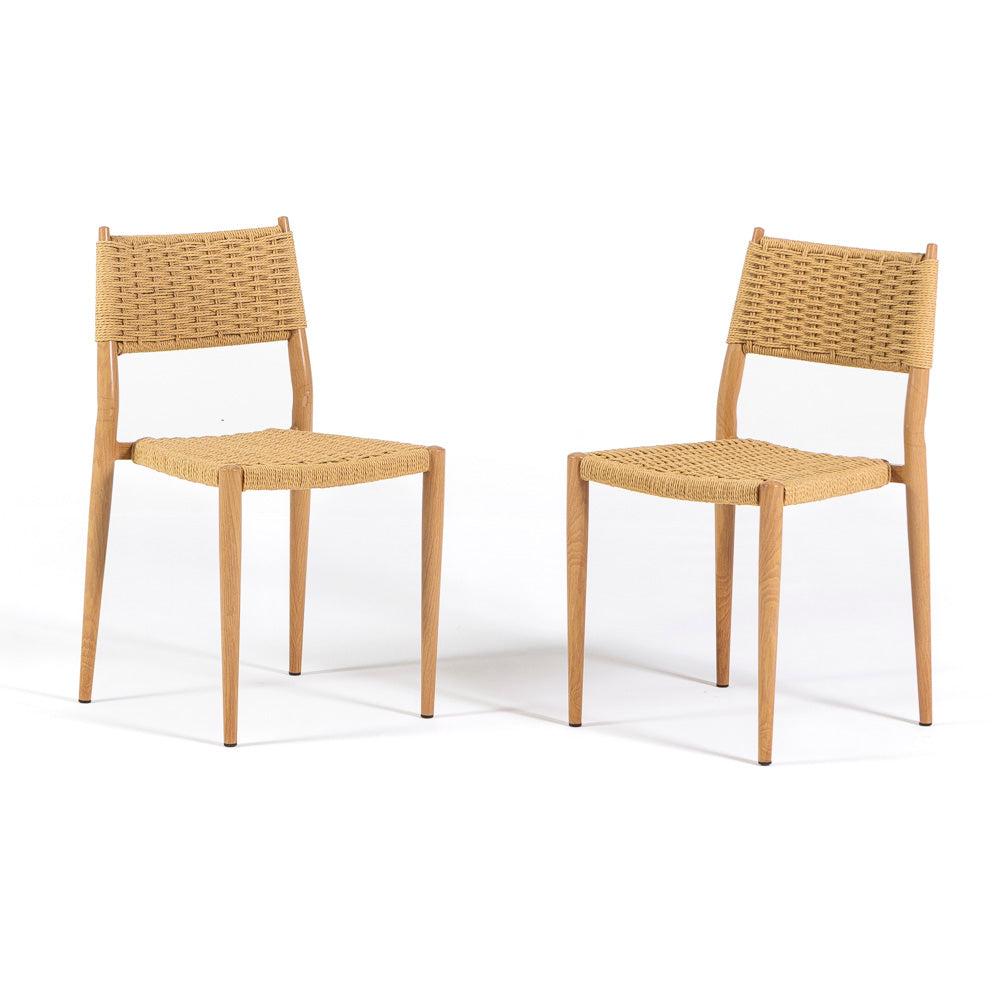 Gabriella – sedia in corda con struttura effetto legno