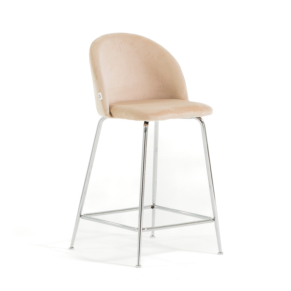 Sara XL – sgabello da cucina in velluto e gambe metallo, colore crema, gambe argento